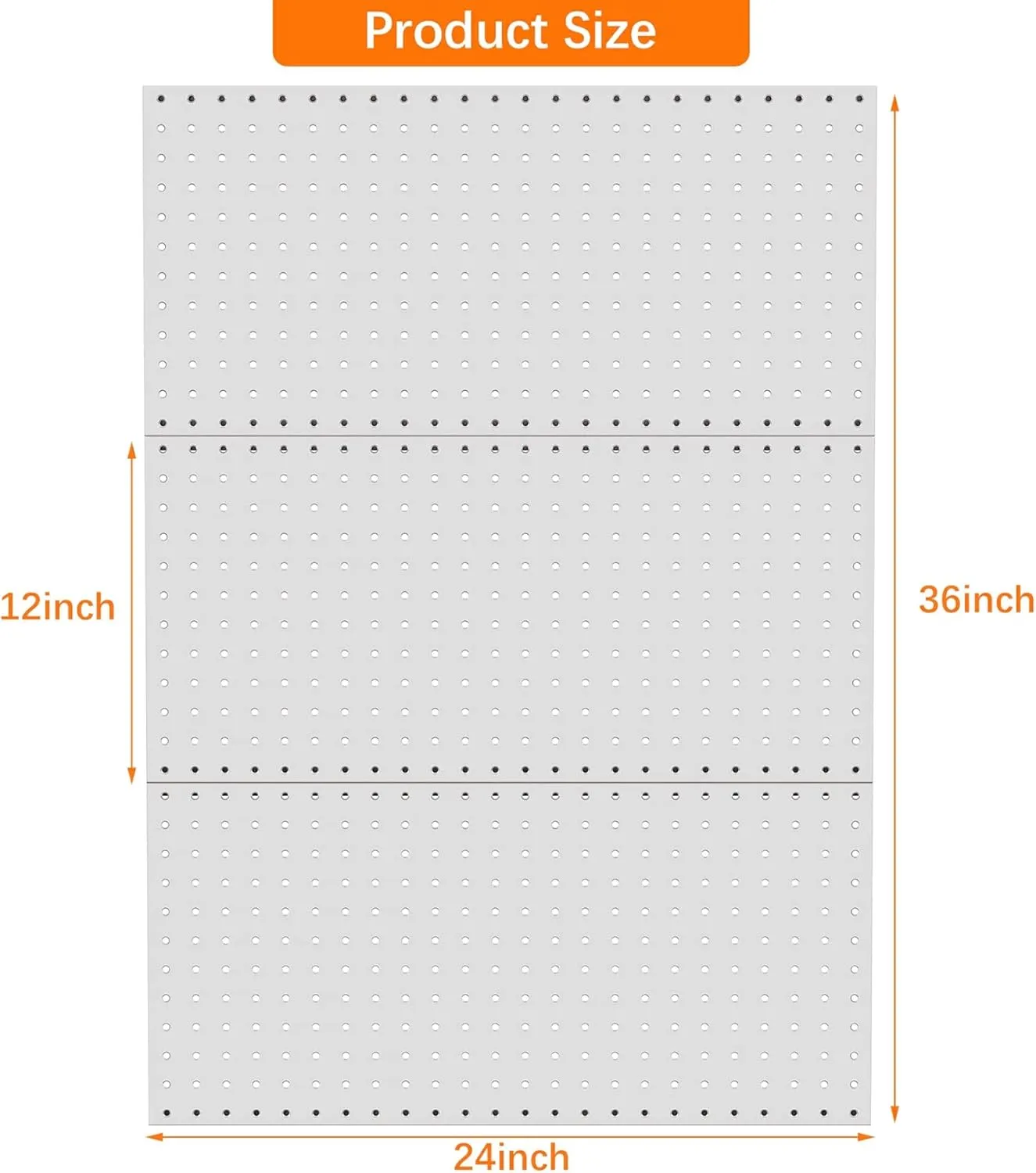 TORACK 3Pcs Metal Pegboard Panels(12x24 inch) for Wall Garage Utility Tools Storage Pegboard for Workbench, Modular Peg Board Tool Organizer Boards(Pack of 3, Grey)