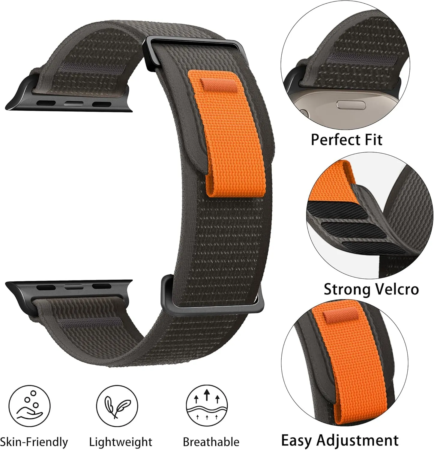 Trail Loop Sport Band - Compatible with Apple Watch Ultra 2/Ultra 49mm,Series 10 46mm 9 8 SE2 7 6 SE 5 4 3 2 1 45mm 44mm 42mm for Men Women,Soft Woven Nylon Strap