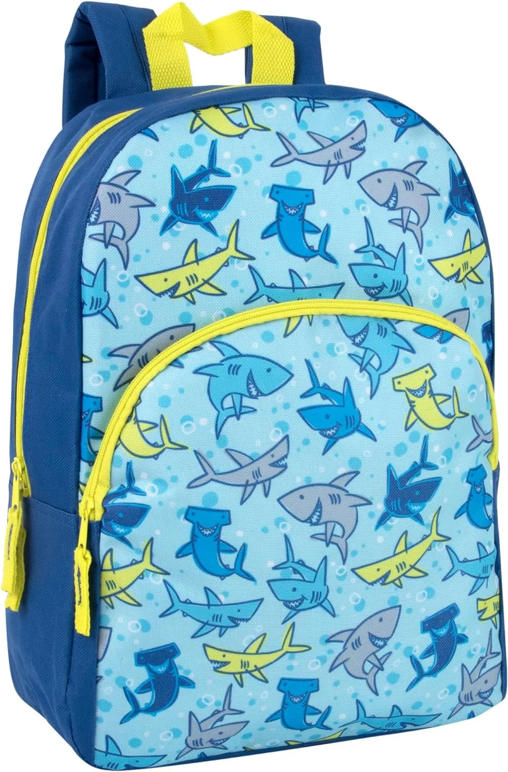 Trail maker 15 Inch Kids Backpacks for Preschool, Kindergarten, Elementary School Boys and Girls with Padded Straps (Smiling Sharks)