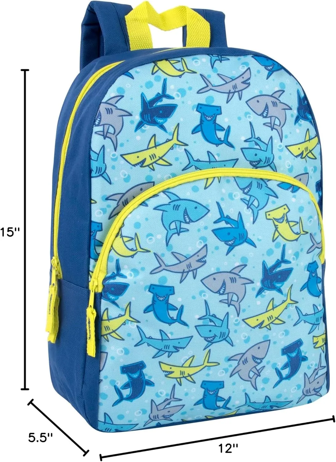 Trail maker 15 Inch Kids Backpacks for Preschool, Kindergarten, Elementary School Boys and Girls with Padded Straps (Smiling Sharks)