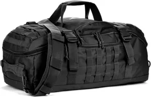Travel Duffle Bag Backpack for Men - Large Tactical Bags Weekender Gym Bag for Overnight Traveling Military Workout Deployment Sports (Black, 45L)