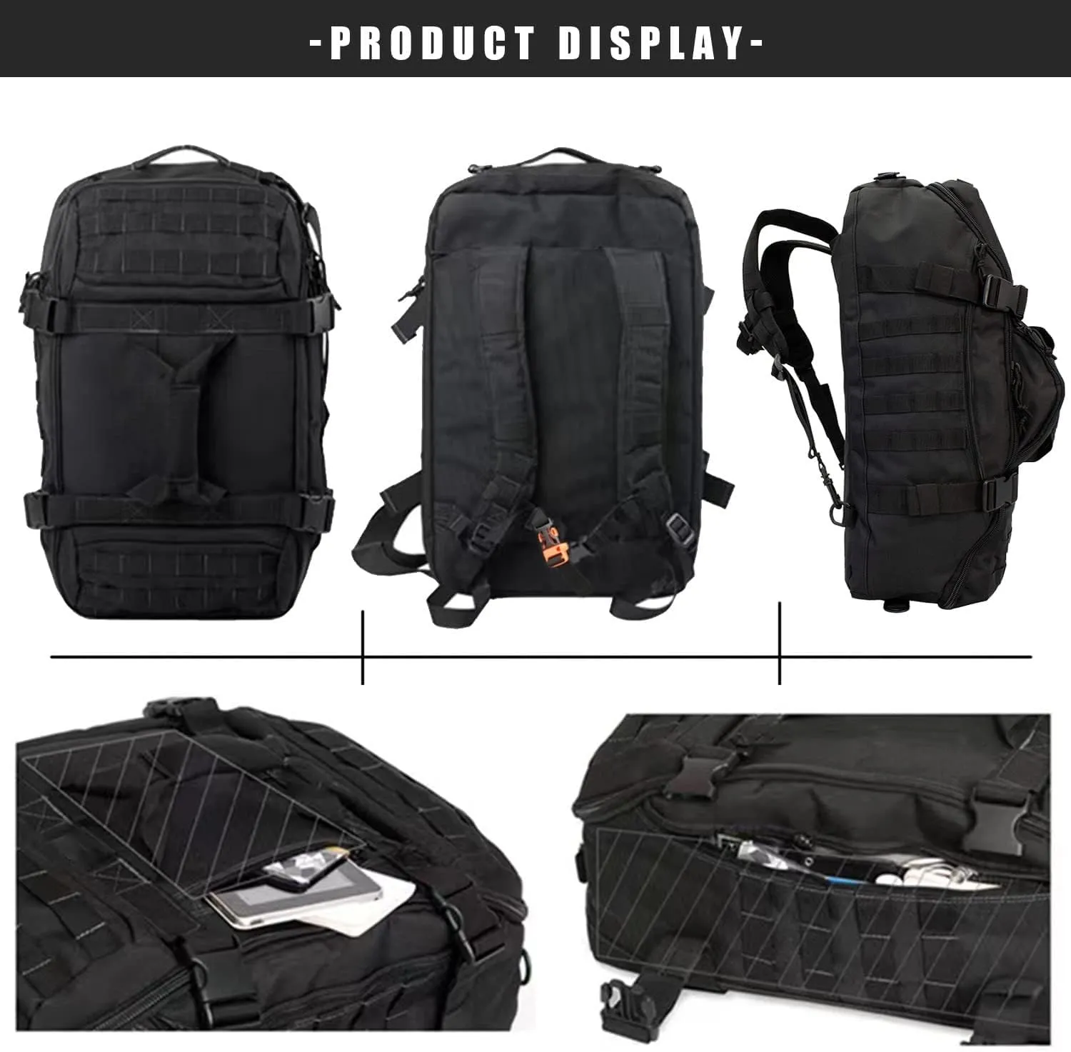 Travel Duffle Bag Backpack for Men - Large Tactical Bags Weekender Gym Bag for Overnight Traveling Military Workout Deployment Sports (BlackCamo, 25L)