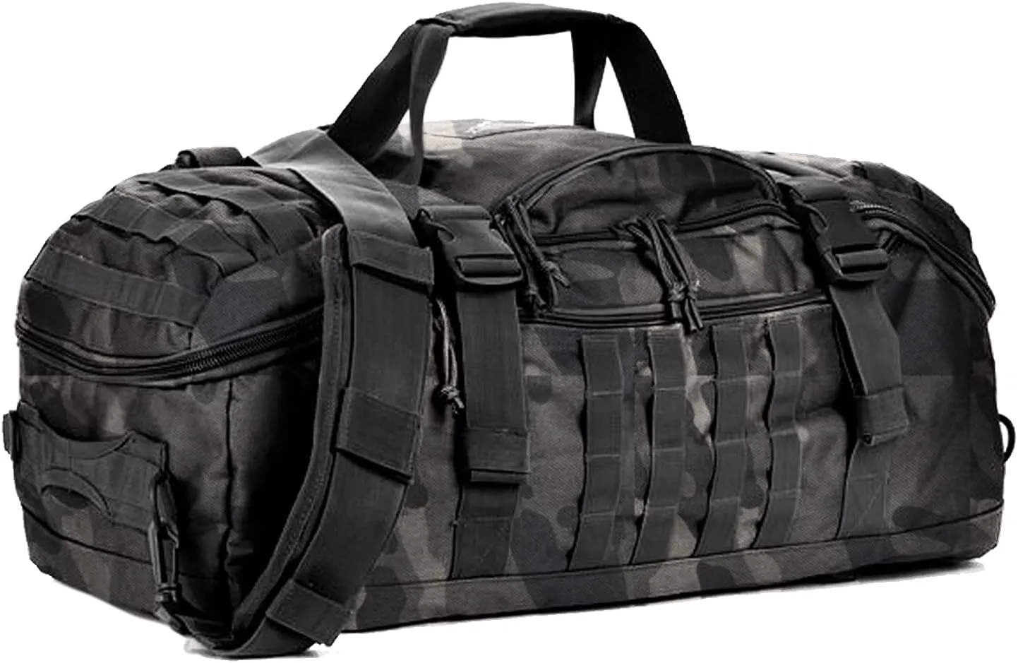 Travel Duffle Bag Backpack for Men - Large Tactical Bags Weekender Gym Bag for Overnight Traveling Military Workout Deployment Sports (BlackCamo, 25L)
