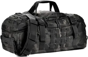 Travel Duffle Bag Backpack for Men - Large Tactical Bags Weekender Gym Bag for Overnight Traveling Military Workout Deployment Sports (BlackCamo, 25L)