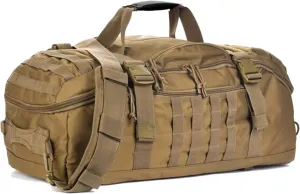 Travel Duffle Bag Backpack for Men - Large Tactical Bags Weekender Gym Bag for Overnight Traveling Military Workout Deployment Sports (Coyote, 80L)