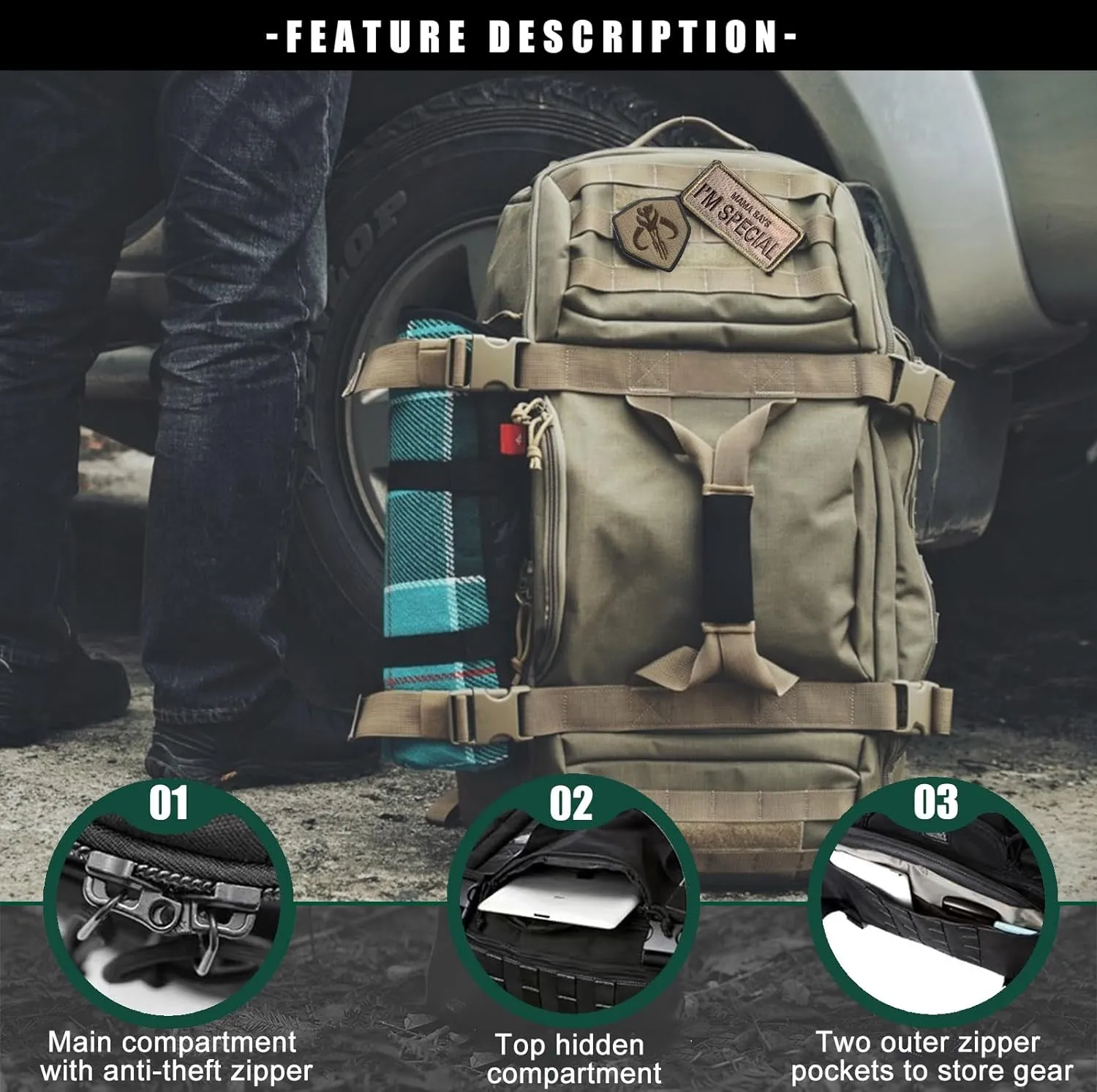 Travel Duffle Bag Backpack for Men - Large Tactical Bags Weekender Gym Bag for Overnight Traveling Military Workout Deployment Sports (Coyote, 80L)