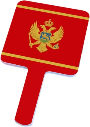 Travel Hand Mirror with Handle - Montenegro Flag Large Handheld Mirror for Barber Shops, Hairdressing, Home Self Hair Cutting and Makeup White 12×22Cm