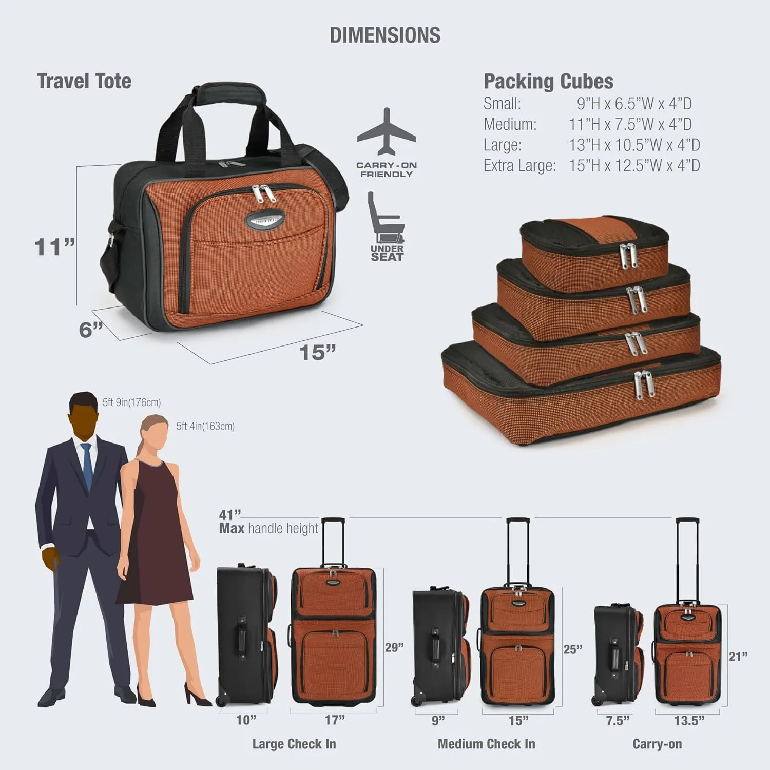 Travel Select Amsterdam Softside Expandable Rolling Luggage, TSA-Approved, Lightweight, Orange, Carry-on 21-Inch