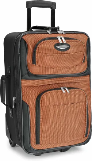 Travel Select Amsterdam Softside Expandable Rolling Luggage, TSA-Approved, Lightweight, Orange, Carry-on 21-Inch
