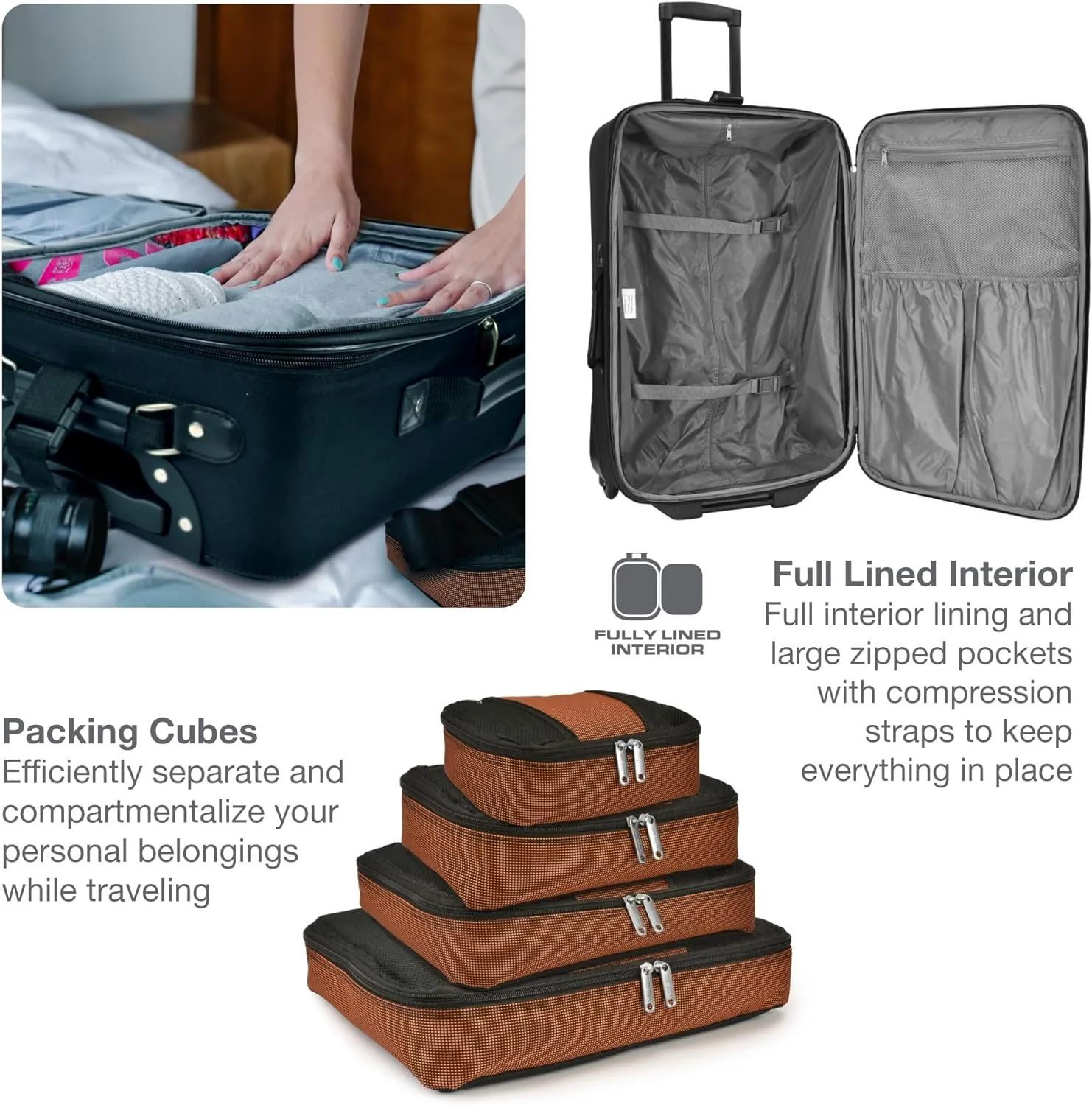 Travel Select Amsterdam Softside Expandable Rolling Luggage, TSA-Approved, Lightweight, Orange, Carry-on 21-Inch
