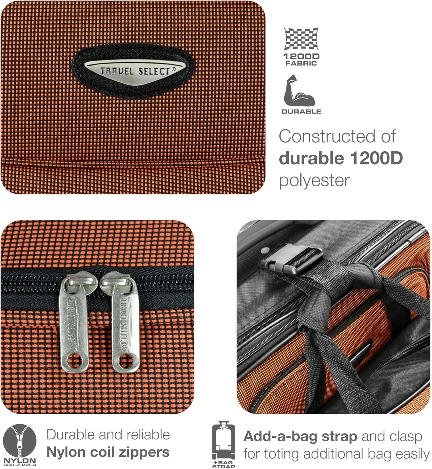 Travel Select Amsterdam Softside Expandable Rolling Luggage, TSA-Approved, Lightweight, Orange, Carry-on 21-Inch
