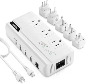 Travel Voltage Converter 220V to 110V, 230W Power Converter Adapter Combo for Hair Straightener/Curling Iron, Step Down Converter for EU/UK/AU/US/in/IT