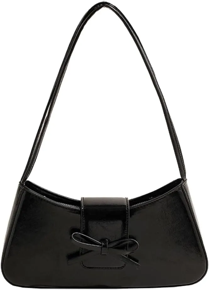 Trendy Red Shoulder Bag for Women Patent Leather Hobo Handbags Y2K Purses Clutch Bag Cute Bow Purse