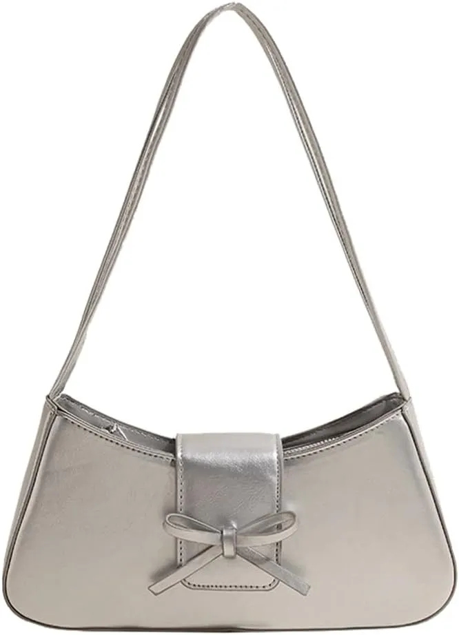Trendy Red Shoulder Bag for Women Patent Leather Hobo Handbags Y2K Purses Clutch Bag Cute Bow Purse
