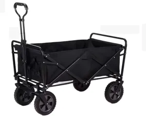 Trolley Cart Folding Utility Wagon 4 Wheeled Folding Camping Cart Utility Garden Trolley Portable Outdoor Handcart for Beach Picnic Camping Cart Garden Wagon