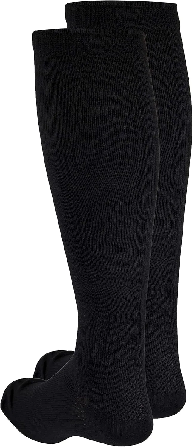 Truform Compression Socks, 20-30 mmHg, Men's Dress Socks, Knee High Over Calf Length, Black, Large,1944BL-L