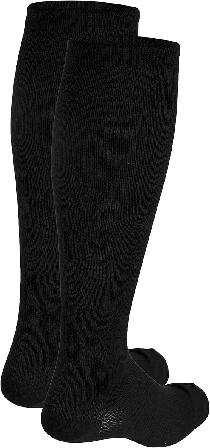 Truform Compression Socks, 20-30 mmHg, Men's Dress Socks, Knee High Over Calf Length, Black, Large,1944BL-L