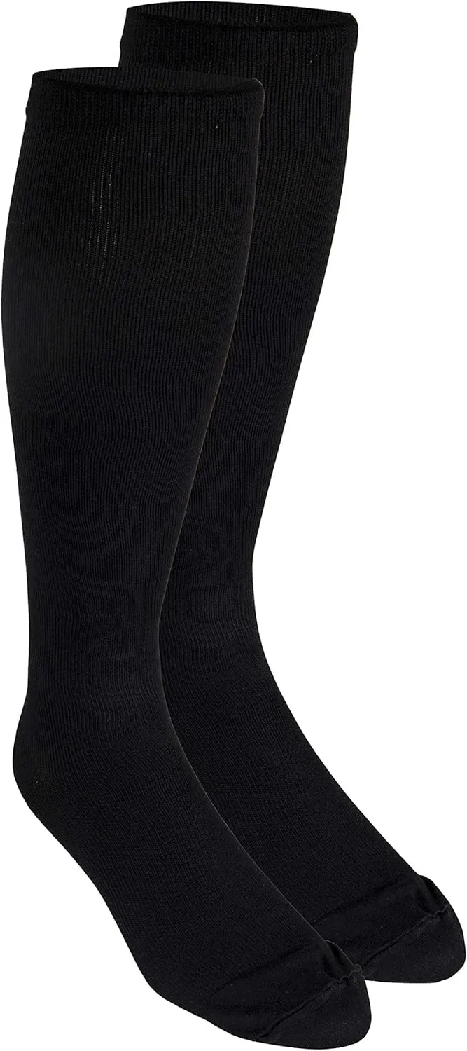 Truform Compression Socks, 20-30 mmHg, Men's Dress Socks, Knee High Over Calf Length, Black, Large,1944BL-L