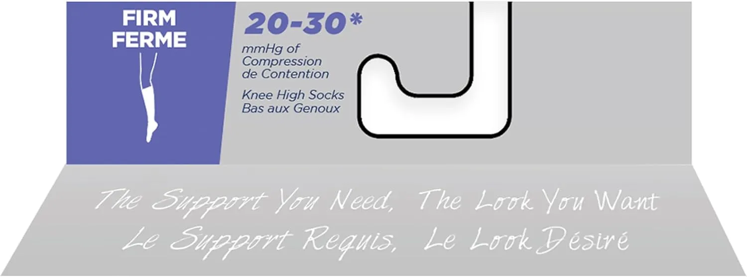Truform Compression Socks, 20-30 mmHg, Men's Dress Socks, Knee High Over Calf Length, Black, Large,1944BL-L