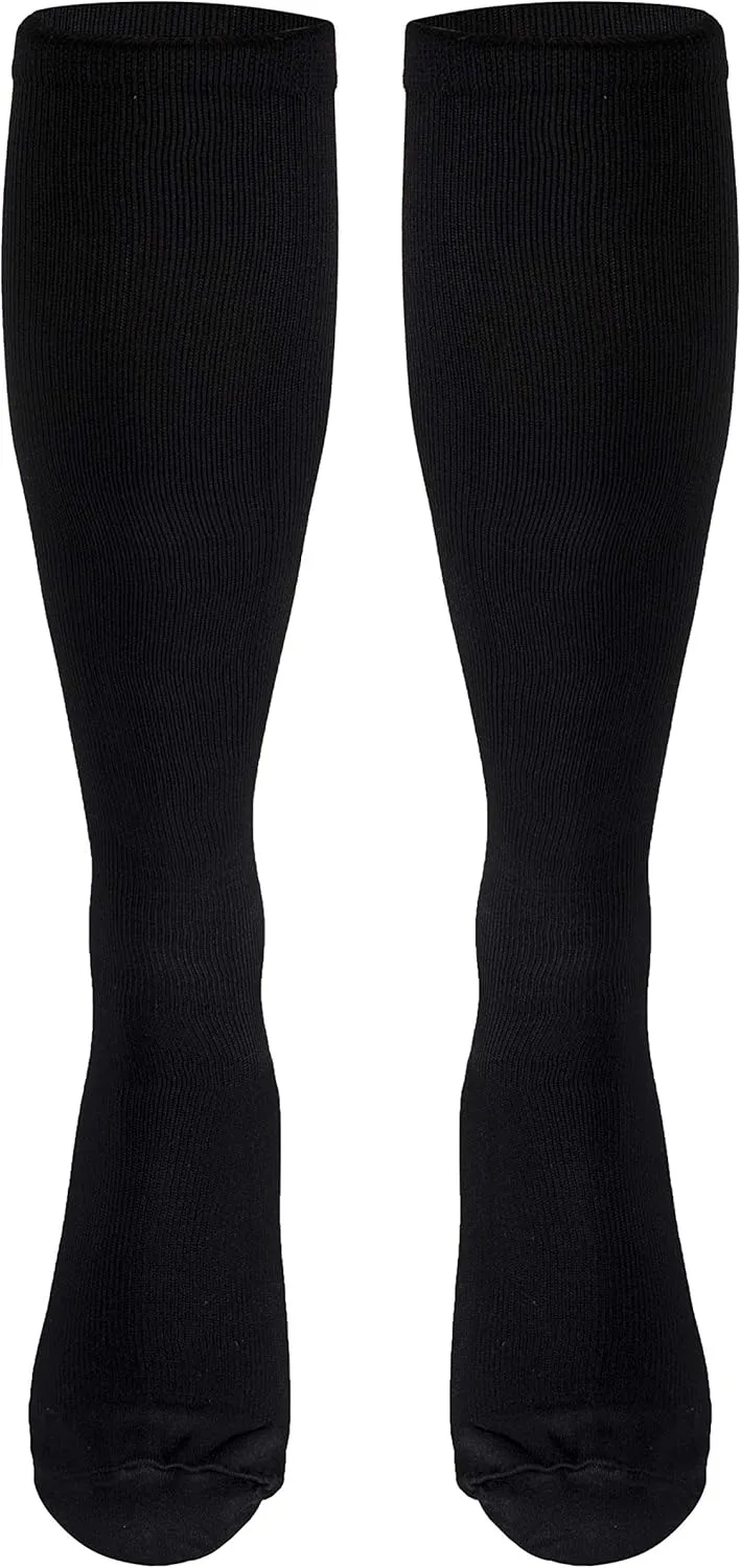 Truform Compression Socks, 20-30 mmHg, Men's Dress Socks, Knee High Over Calf Length, Black, Large,1944BL-L
