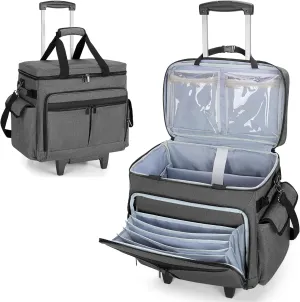 Trunab Rolling Teacher Bag with Expandable File Pocket and Detachable Trolley, Teacher Tote Bag with Wheels for up to 15.6 Inches Laptop (Patented Design) (Grey)
