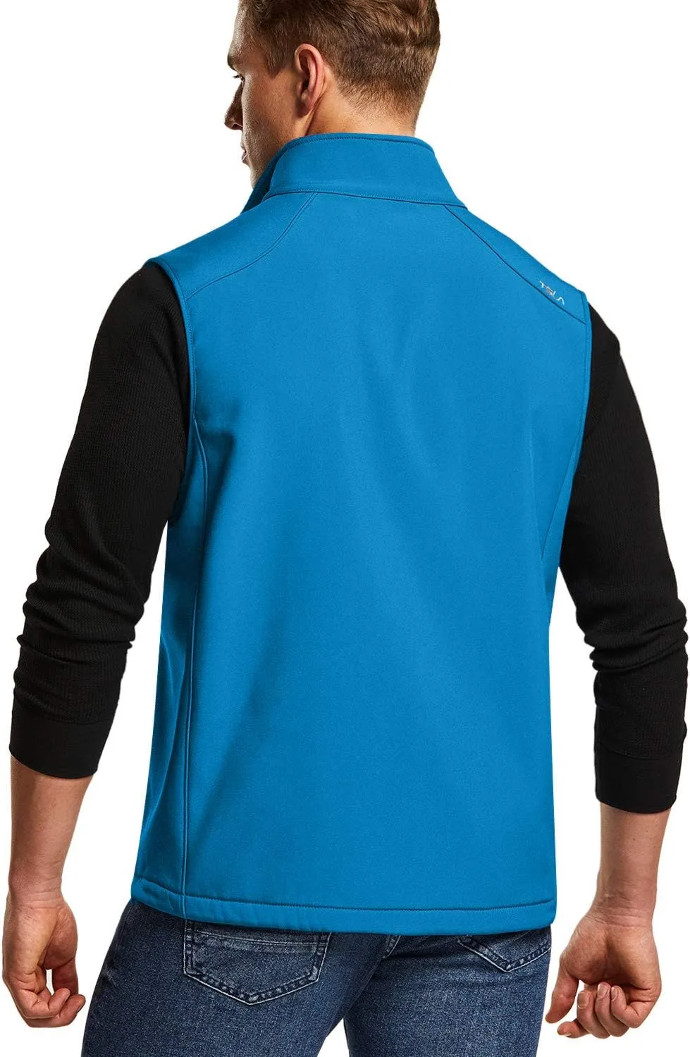 TSLA Men's Sleeveless Softshell Vest, Full-Zip Windbreaker Vest, Outdoor Golf Travel Hiking Vest