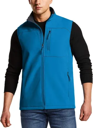 TSLA Men's Sleeveless Softshell Vest, Full-Zip Windbreaker Vest, Outdoor Golf Travel Hiking Vest