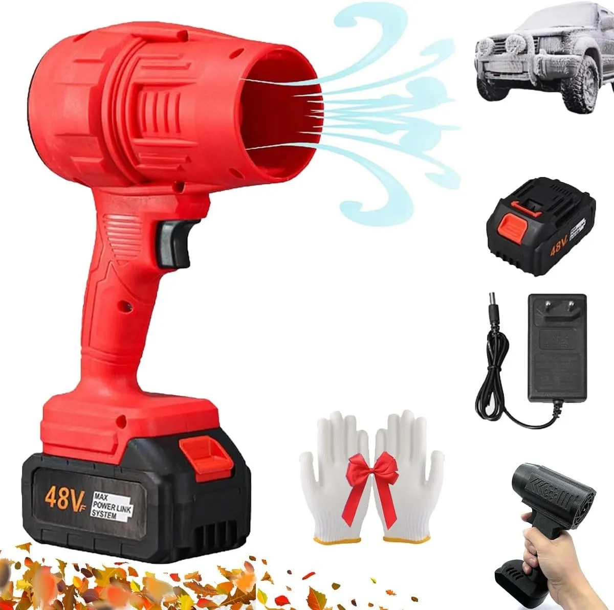 Turbo Jet Blower, Cordless Turbo Super Power Air Duster, Storm Industries Jet Blower, Jetpro Maxx Portable Jet Blower, Air Blower Super Jet Fan, Handheld Mini Violent Dust Blower(Red,12000HA)