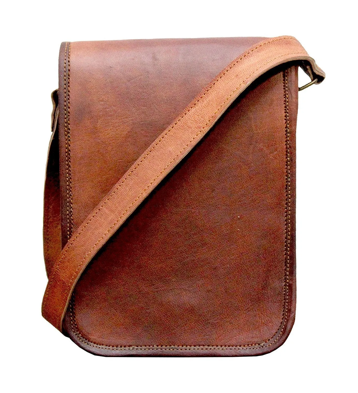 TUZECH Vintage Full Flap Genuine Leather Crossover Messenger Leather Bag - Fits laptop Upto (13 Inches)