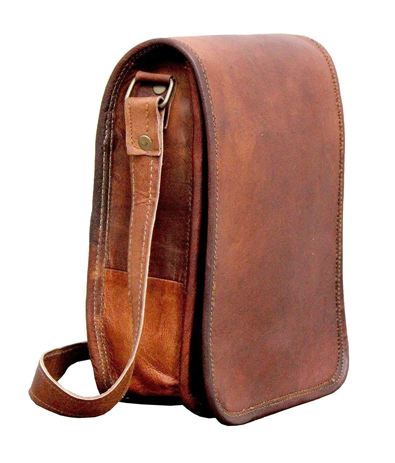 TUZECH Vintage Full Flap Genuine Leather Crossover Messenger Leather Bag - Fits laptop Upto (13 Inches)