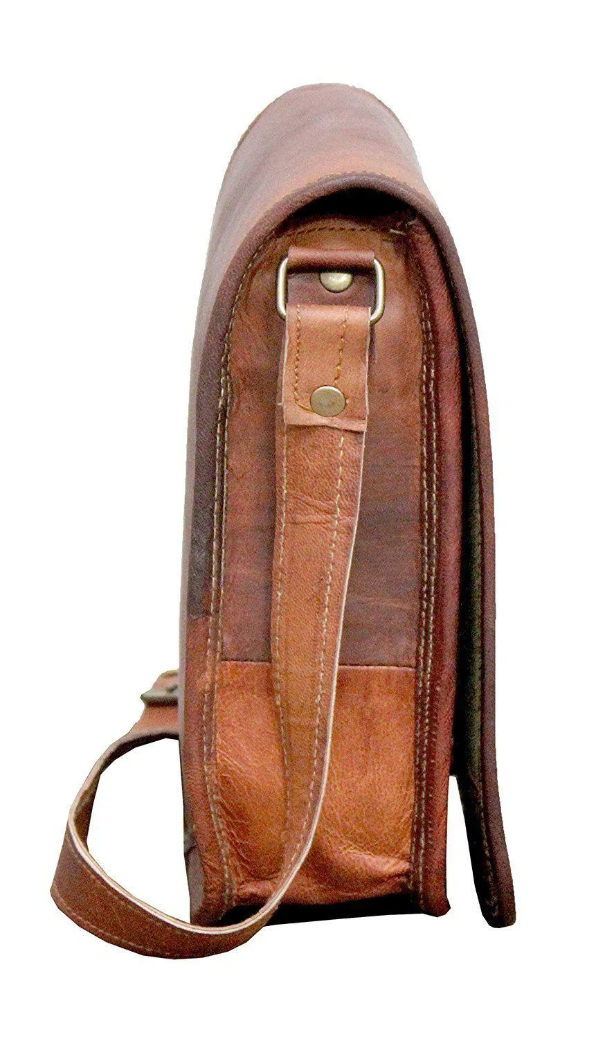 TUZECH Vintage Full Flap Genuine Leather Crossover Messenger Leather Bag - Fits laptop Upto (13 Inches)