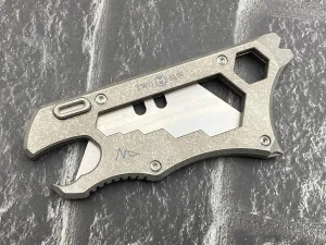 TwoSun Utility Knife Screwdriver Pry Tool Bottle Opener Titanium Mulit Tool TS149-Stonewash