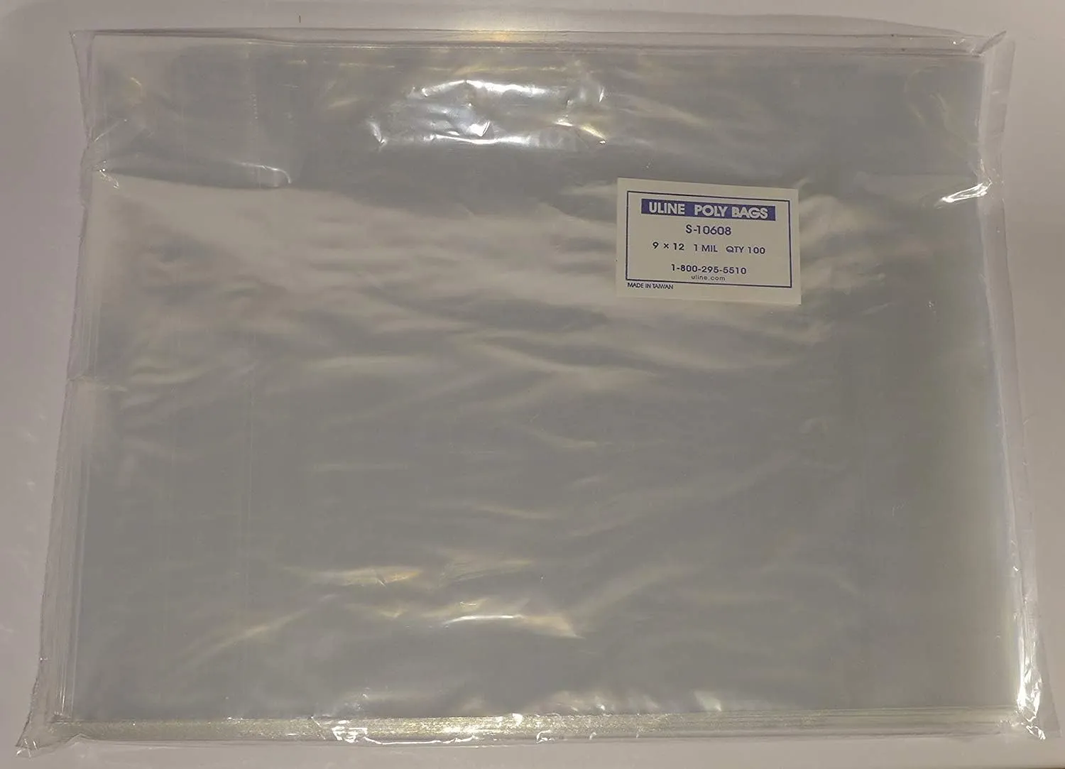 Uline 100-9 x 12" Poly Clear Plastic T-Shirt/Apparel Bags 1 Mil 2" Back Flap Lock (5 Pack)