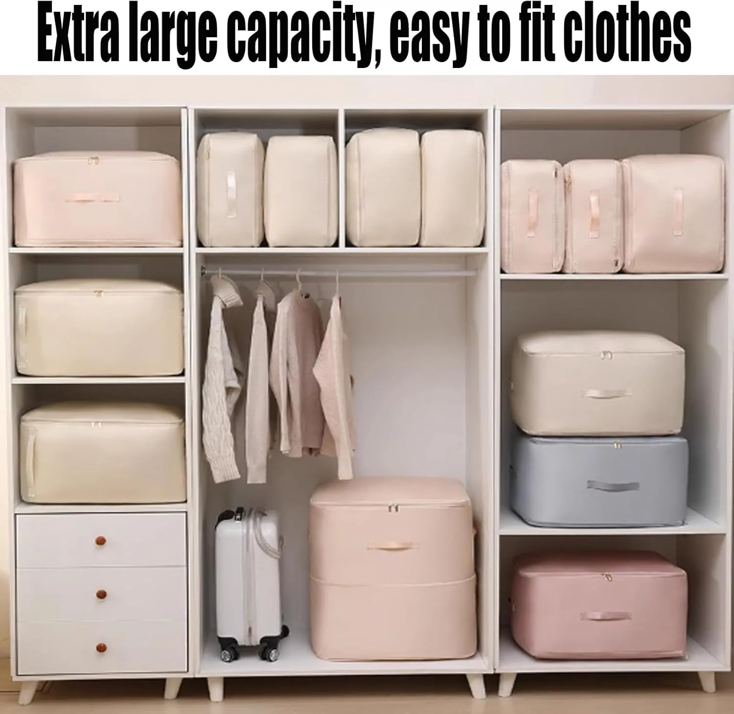 Ultra Space Saving Self Compression Organizer, 2025 Upgrade Space Saver Quilt Compression Storage Bag, Space Saving Self Organizer For Bedding, Comforter Storage Bag (Pink)