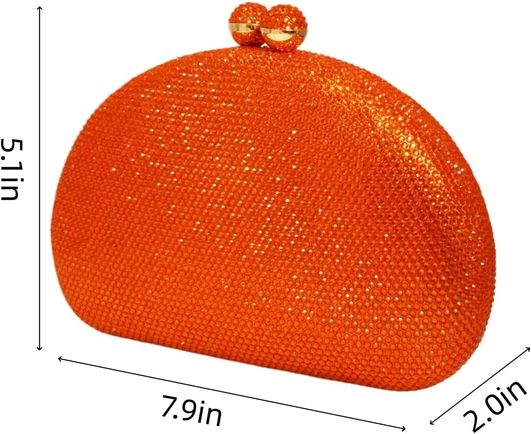 UMREN Women Sparkly Rhinestone Evening Bag Crystal Clutch Purses Glitter Shell Shaped Handbag Wedding Prom Shoulder Bag