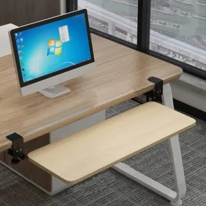 Under Desk Keyboard Tray, Large Slide-Out Keyboard Stand Drawer, Clamp On Keyboard Platform Retractable, Wood Tray -Ergonomic 75cm (Oak 75cmx25cm)