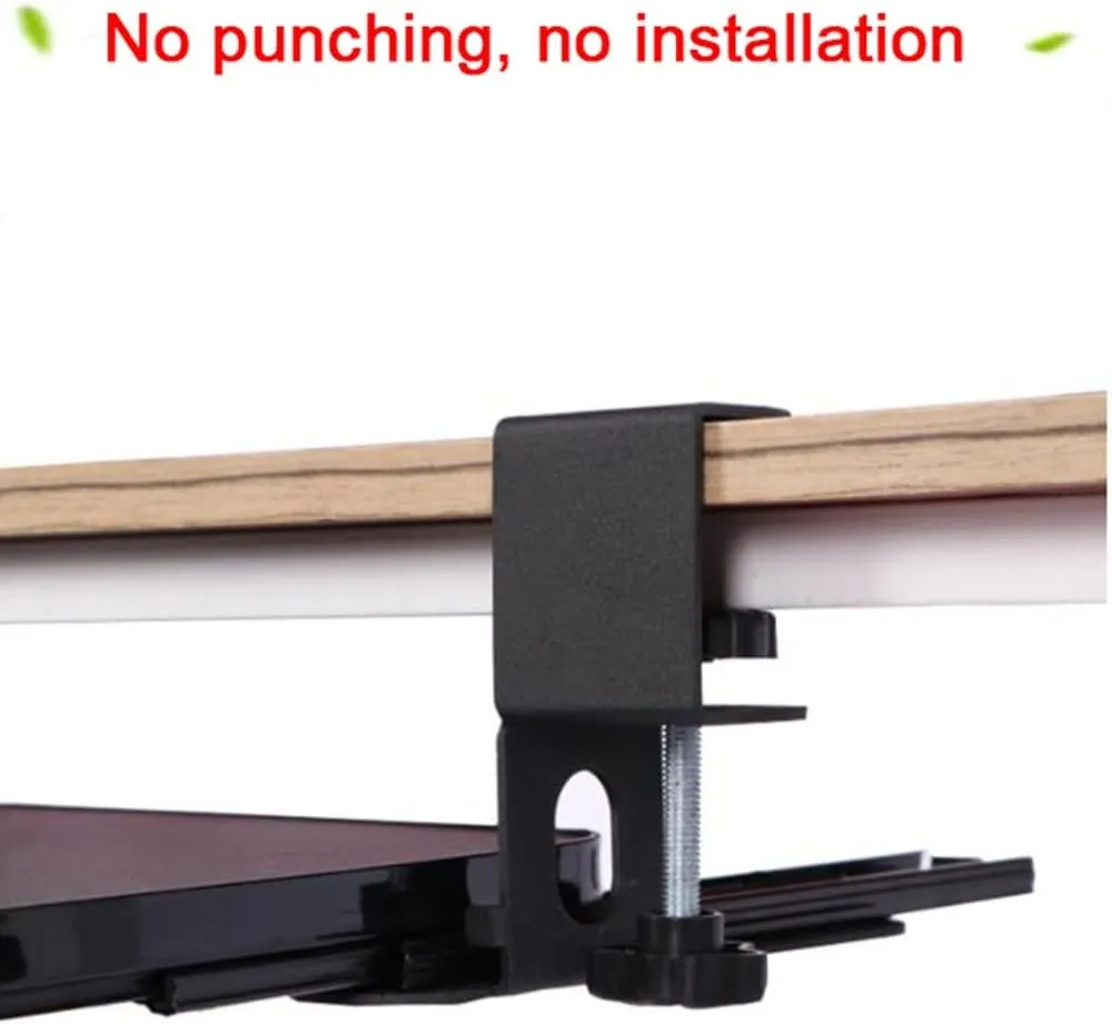 Under Desk Keyboard Tray, Large Slide-Out Keyboard Stand Drawer, Clamp On Keyboard Platform Retractable, Wood Tray -Ergonomic 75cm (Oak 75cmx25cm)