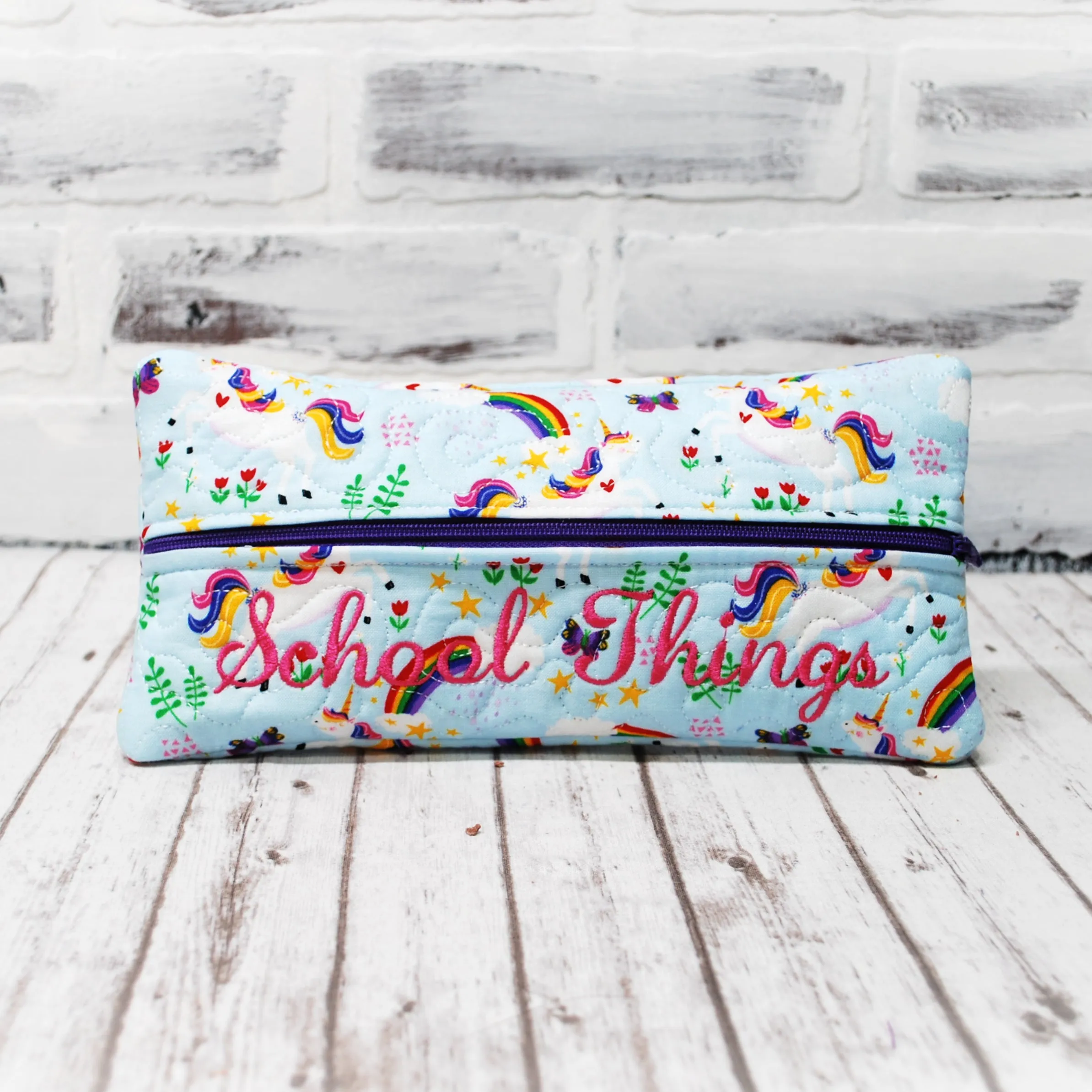 Unicorns in the Sky Personalized Quilted Pouch