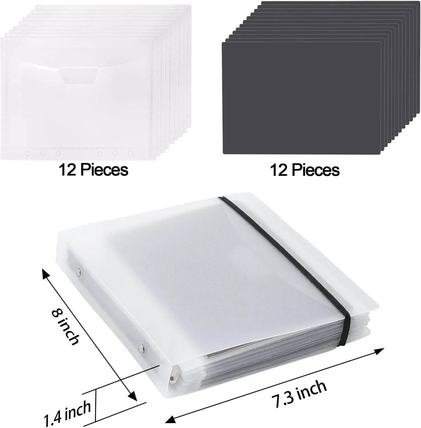 UNIMEIX 12 Pcs Magnetic Sheets for Die Storage with 1 Binder Cover, 2 in 1 Storage Stamp and Die Storage Bags Die Cut Storage Supplies(0.8 mm Thickness,Translucent