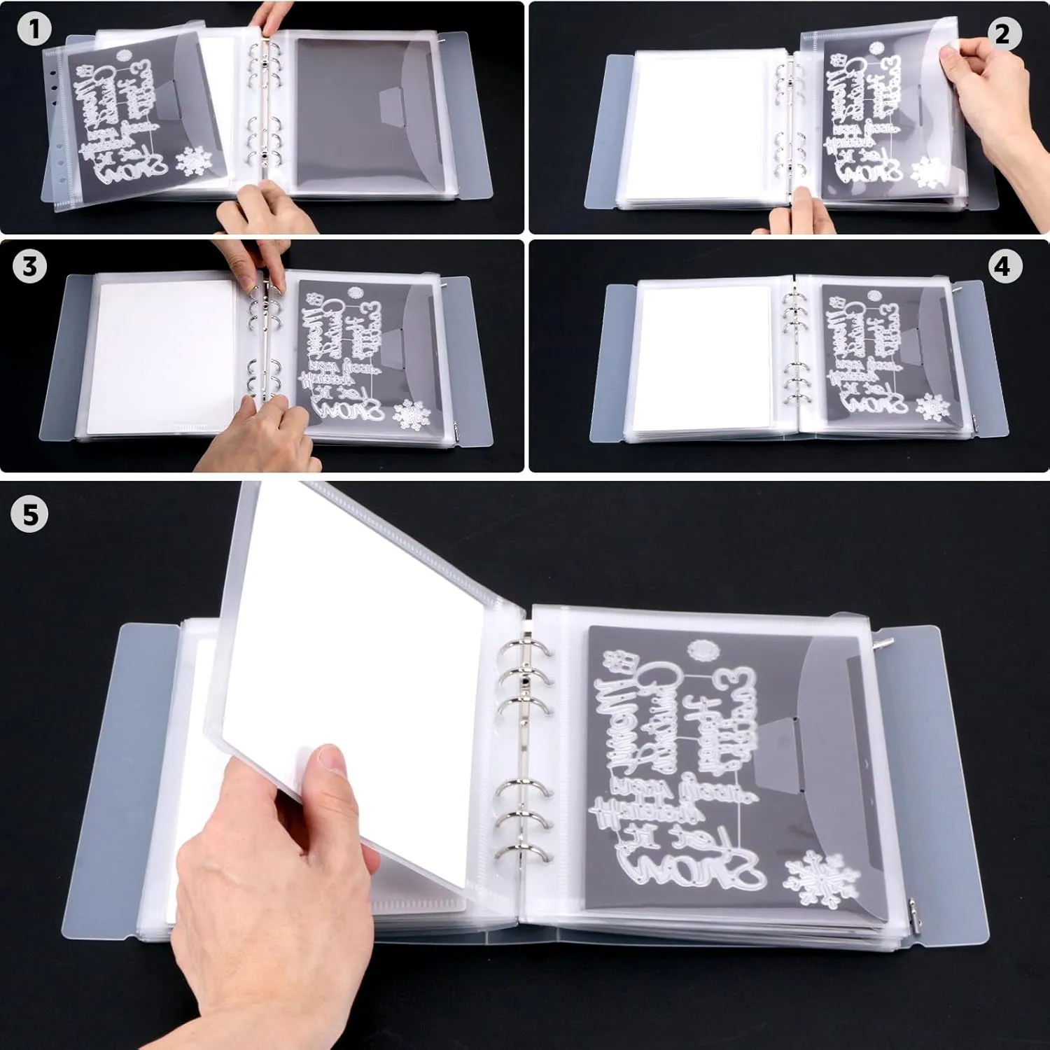 UNIMEIX 12 Pcs Magnetic Sheets for Die Storage with 1 Binder Cover, 2 in 1 Storage Stamp and Die Storage Bags Die Cut Storage Supplies(0.8 mm Thickness,Translucent