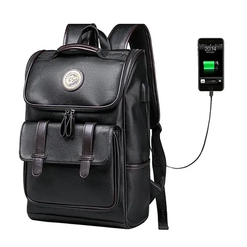 USB Casual School Discounted shipping Travel leather PU  Men LIELANG Bag All-out sale Bag Waterproof bookbag Fashion Charge Leather Backpack Backpack External