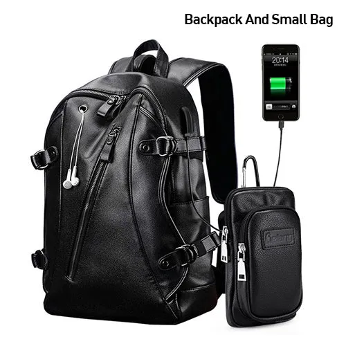 USB Casual School Discounted shipping Travel leather PU  Men LIELANG Bag All-out sale Bag Waterproof bookbag Fashion Charge Leather Backpack Backpack External
