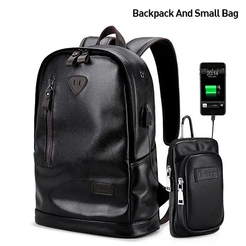 USB Casual School Discounted shipping Travel leather PU  Men LIELANG Bag All-out sale Bag Waterproof bookbag Fashion Charge Leather Backpack Backpack External