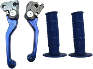 USonline911 Blue CNC Motorcross Dirt Bike Pivot Brake Clutch Levers Set for 1980 Bultaco Astro 250 w/ 7/8" 22mm Rubber Hand Grips