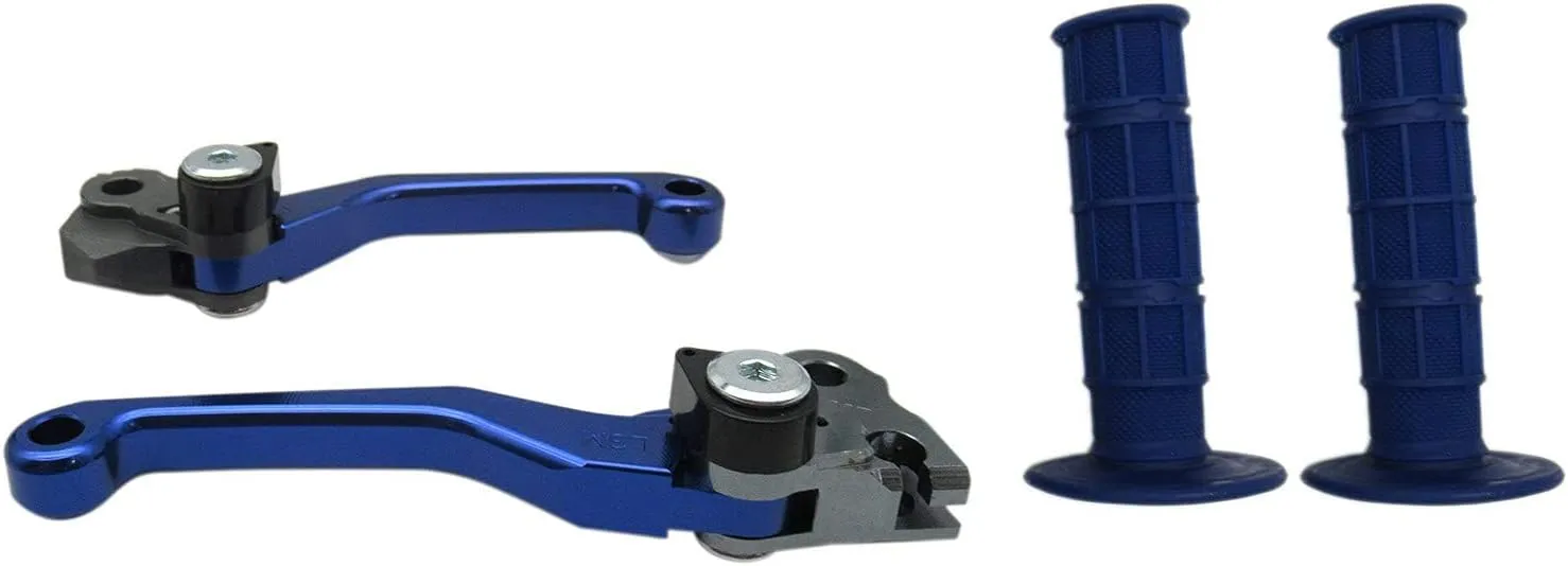 USonline911 Blue CNC Motorcross Dirt Bike Pivot Brake Clutch Levers Set for 1980 Bultaco Astro 250 w/ 7/8" 22mm Rubber Hand Grips