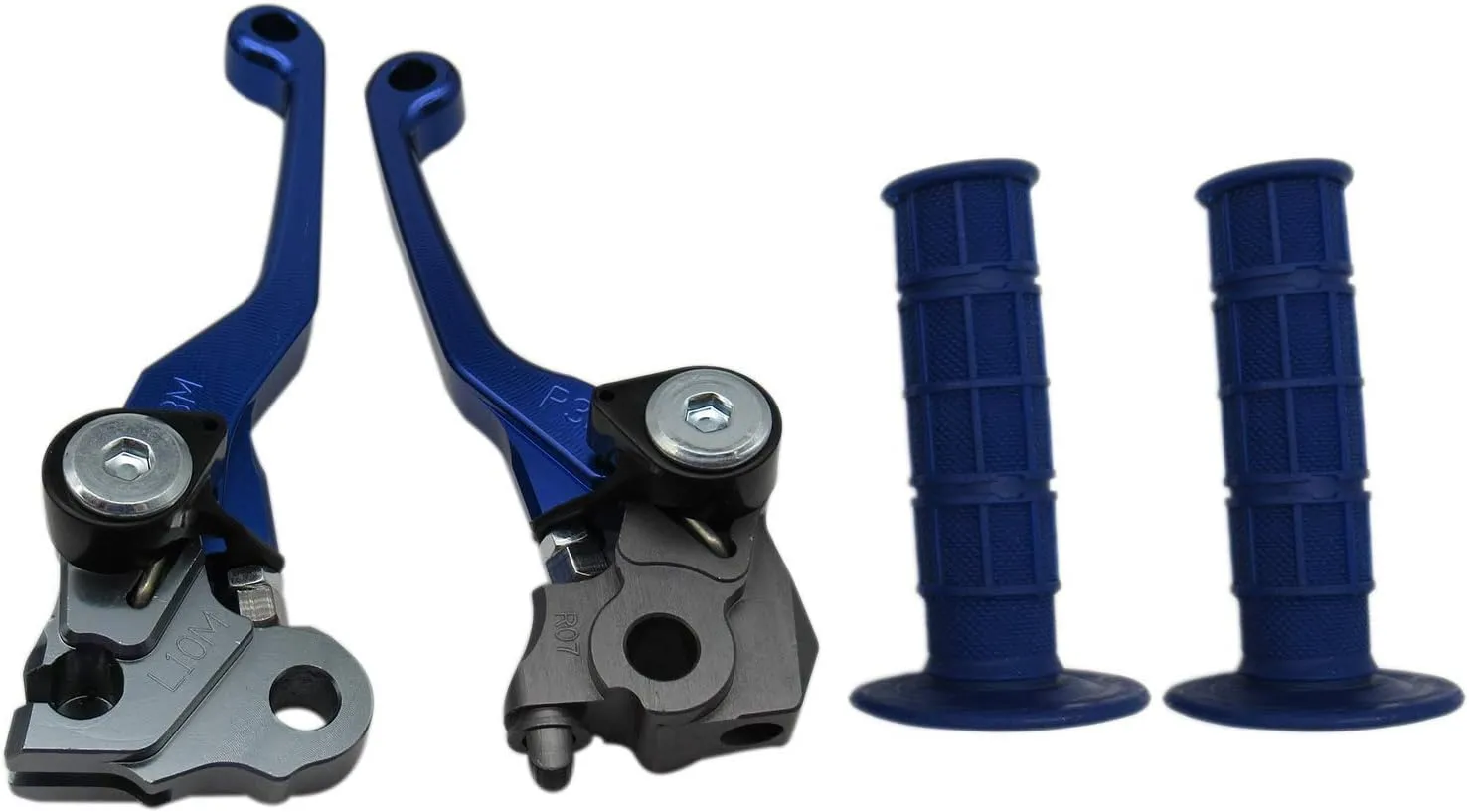 USonline911 Blue CNC Motorcross Dirt Bike Pivot Brake Clutch Levers Set for 1980 Bultaco Astro 250 w/ 7/8" 22mm Rubber Hand Grips