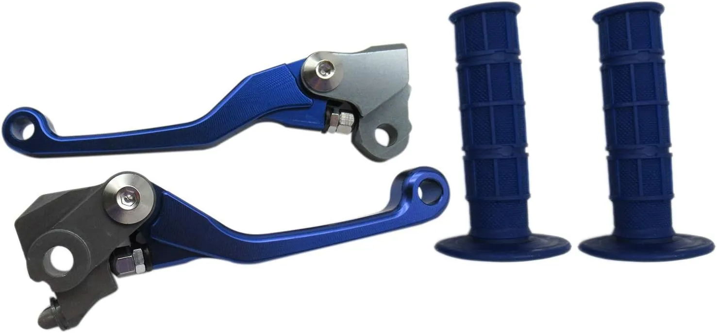 USonline911 Blue CNC Motorcross Dirt Bike Pivot Brake Clutch Levers Set for 1980 Bultaco Astro 250 w/ 7/8" 22mm Rubber Hand Grips