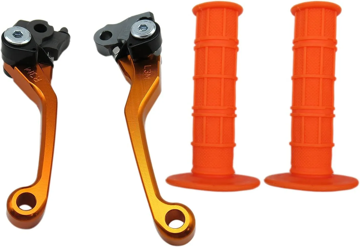 USonline911 Orange CNC Motorcross Dirt Bike Pivot Brake Clutch Levers Set for 1980 Bultaco Sherpa T350 w/ 7/8" 22mm Rubber Hand Grips
