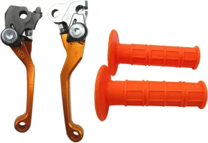 USonline911 Orange CNC Motorcross Dirt Bike Pivot Brake Clutch Levers Set for 1980 Bultaco Sherpa T350 w/ 7/8" 22mm Rubber Hand Grips