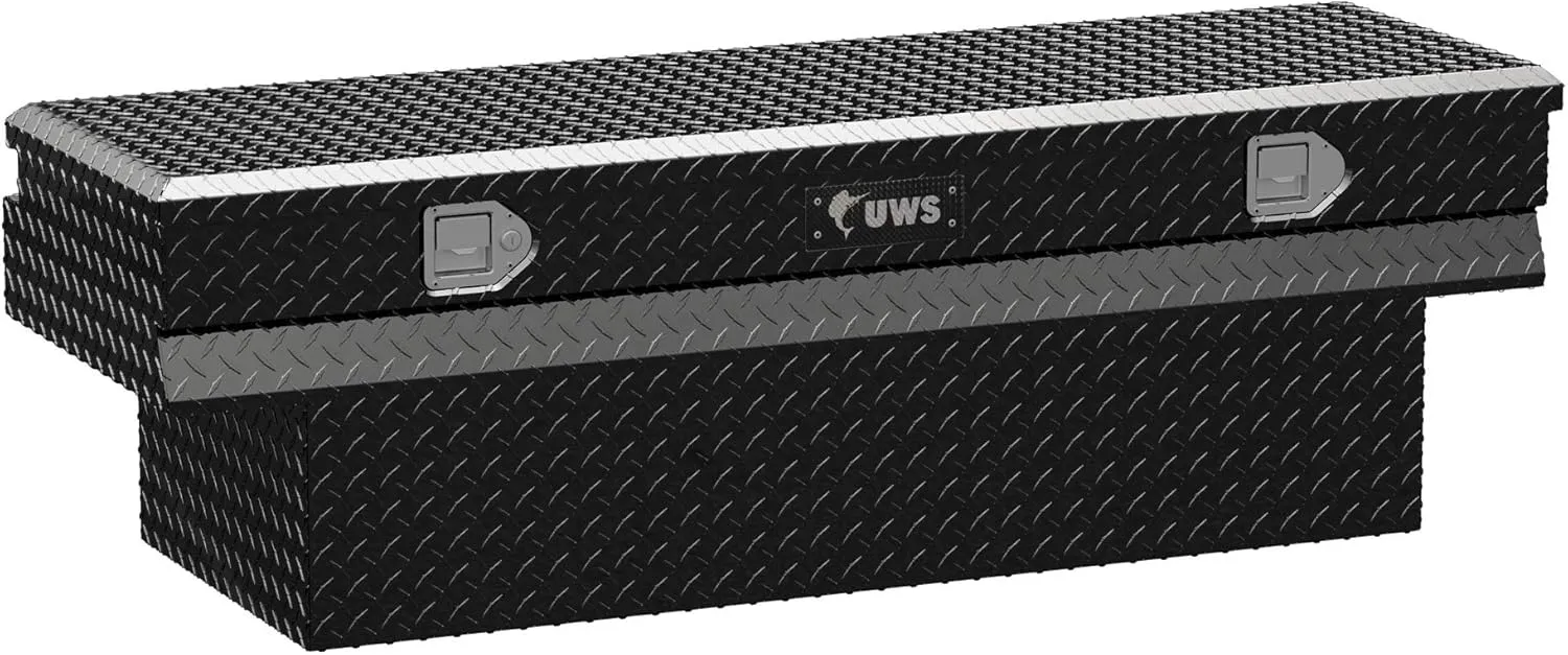 UWS EC20342 60-Inch Gloss Black Heavy-Wall Aluminum Notched Truck Storage Box, RigidCore Lid
